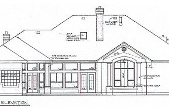 Exterior - Rear Elevation for Mediterranean House Plan #47-303 - 3 bed, 3 bath