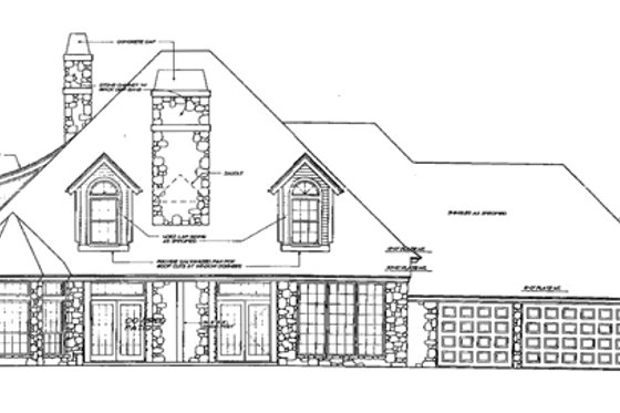 Exterior - Rear Elevation for European House Plan #310-135 - 4 bed, 3 bath