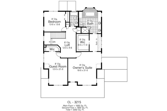 Floor Plan - Upper Floor for Farmhouse House Plan #51-306 - 4 bed, 3 bath
