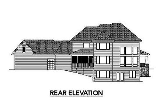 Exterior - Rear Elevation for Craftsman House Plan #51-303 - 3 bed, 2.5 bath