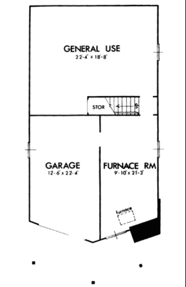 Bungalow Floor Plan - Lower Floor Plan #320-301