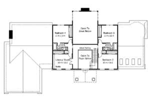 Floor Plan - Upper Floor for Colonial House Plan #51-181 - 4 bed, 3.5 bath