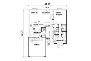 Floor Plan - Main Floor for Traditional House Plan #30-362 - 3 bed, 2.5 bath
