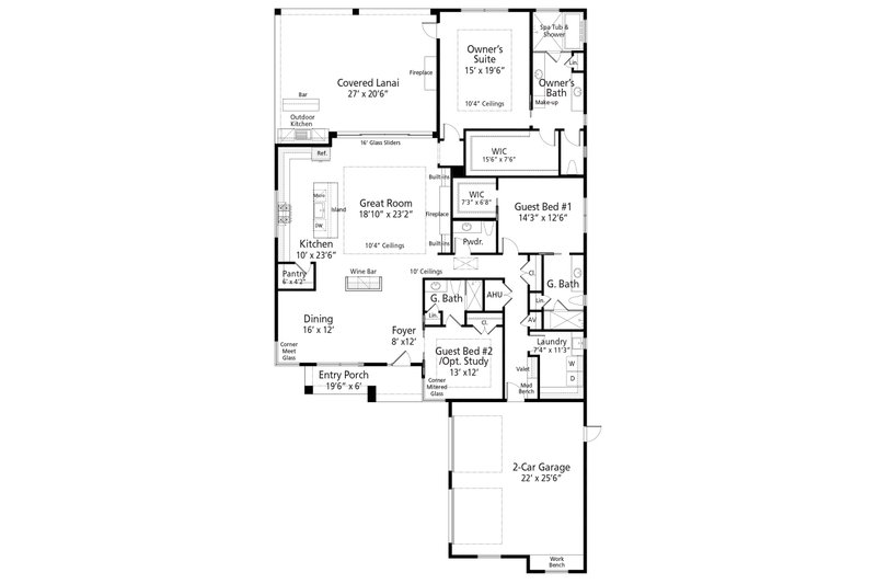 House Design - Floor Plan - Main Floor for Craftsman House Plan #938-132 - 3 bed, 3.5 bath