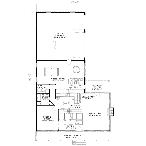 Home Plan - Southern Floor Plan - Main Floor Plan #17-416