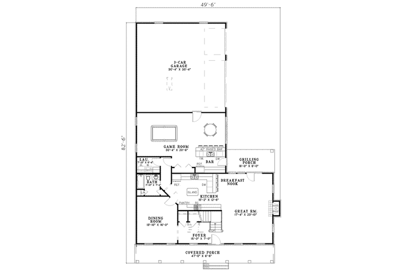 Dream House Plan - Floor Plan - Main Floor for Southern House Plan #17-416 - 3 bed, 3 bath