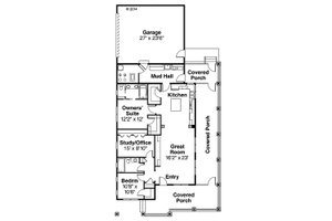 Floor Plan - Main Floor for Cottage House Plan #124-950 - 3 bed, 2 bath