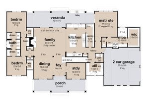Floor Plan - Main Floor for Farmhouse House Plan #120-277 - 3 bed, 2.5 bath