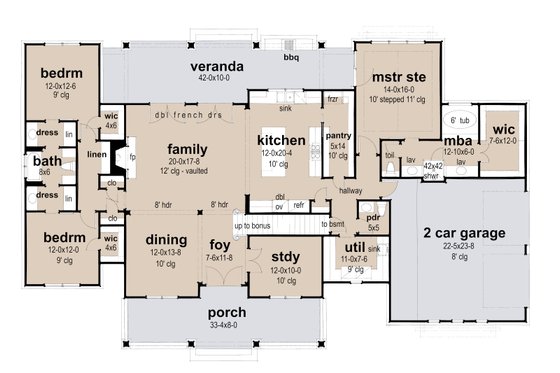 Floor Plan - Main Floor for Farmhouse House Plan #120-277 - 3 bed, 2.5 bath