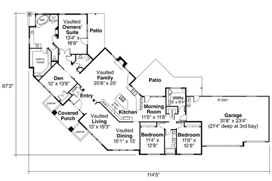 Floor Plan - Main Floor for Modern House Plan #124-281 - 4 bed, 2.5 bath
