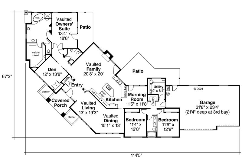 Home Plan - Floor Plan - Main Floor for Modern House Plan #124-281 - 4 bed, 2.5 bath