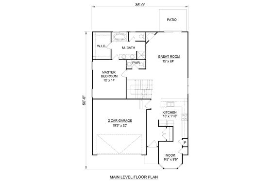 Floor Plan - Main Floor for Traditional House Plan #116-274 - 3 bed, 2.5 bath