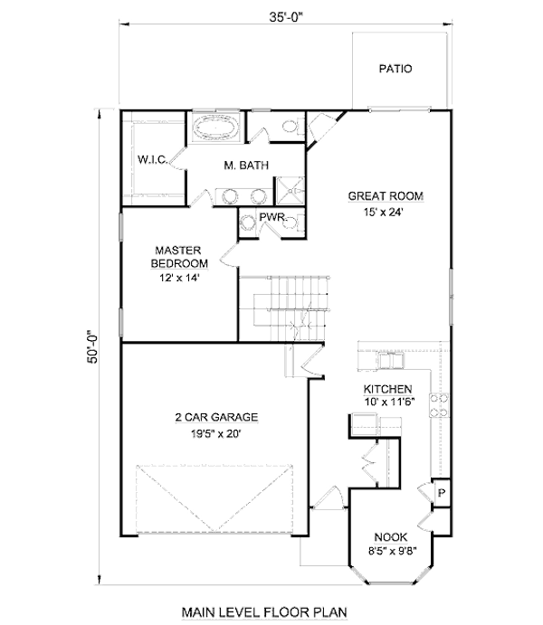 Floor Plan - Main Floor for Traditional House Plan #116-274 - 3 bed, 2.5 bath