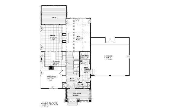 Floor Plan - Main Floor for Craftsman House Plan #901-55 - 4 bed, 3.5 bath