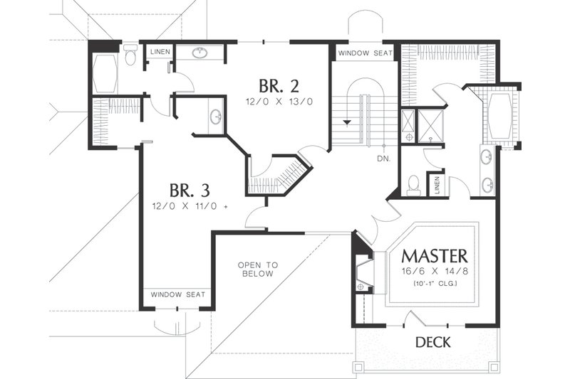 House Design - Floor Plan - Upper Floor for Mediterranean House Plan #48-232 - 3 bed, 2.5 bath