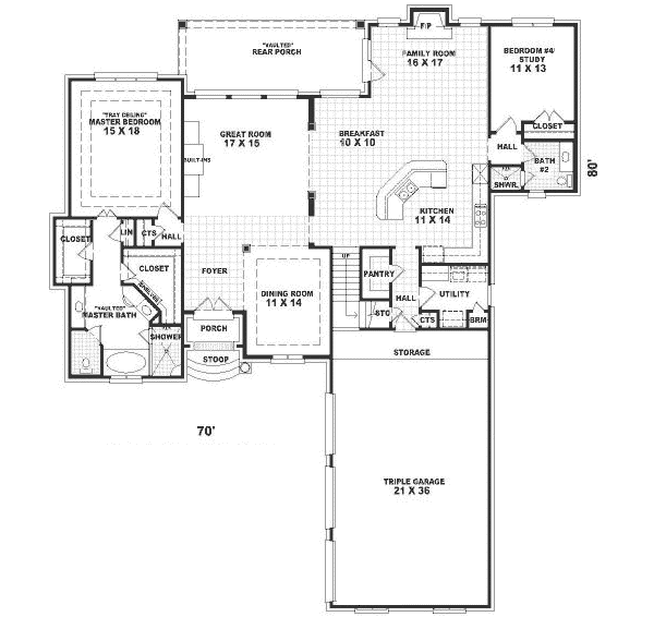 Traditional Floor Plan - Main Floor Plan #81-354