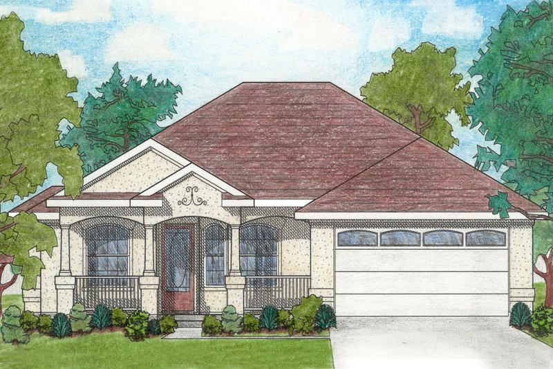 Dream House Plan - Mediterranean Exterior - Front Elevation Plan #80-104