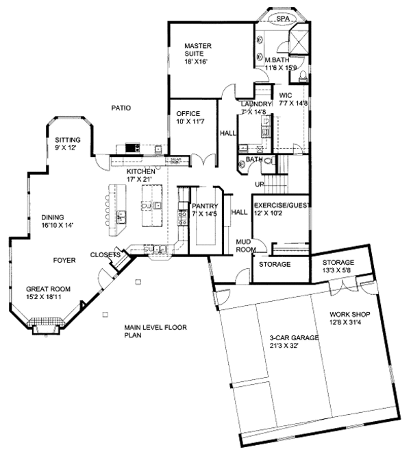 Bungalow Floor Plan - Main Floor Plan #117-744