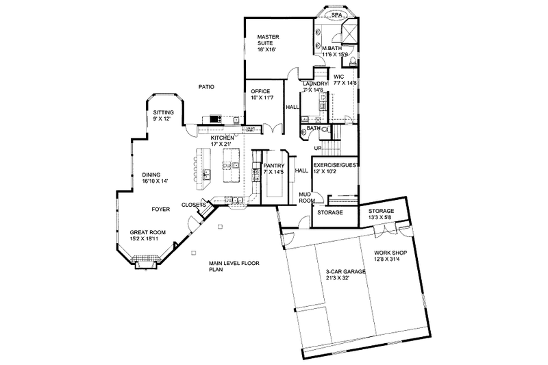 Dream House Plan - Floor Plan - Main Floor for Bungalow House Plan #117-744 - 4 bed, 2.5 bath