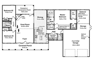 Floor Plan - Main Floor for Country House Plan #21-152 - 3 bed, 2.5 bath