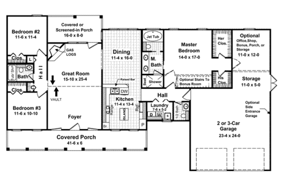 Floor Plan - Main Floor for Country House Plan #21-152 - 3 bed, 2.5 bath