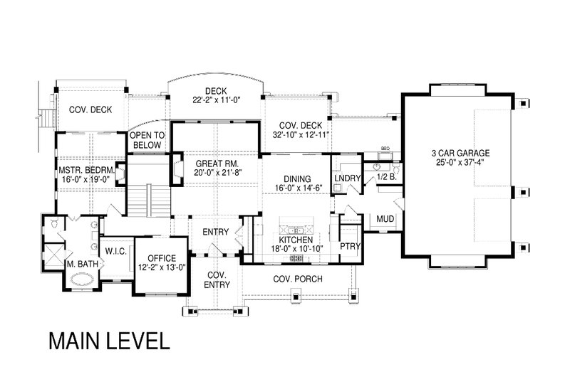 Architectural House Design - Floor Plan - Main Floor for Craftsman House Plan #920-70 - 3 bed, 3.5 bath