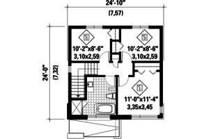 Floor Plan - Upper Floor for Contemporary House Plan #25-4511 - 3 bed, 1 bath