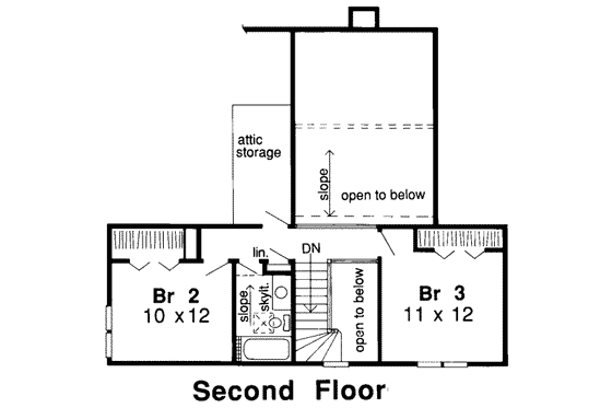 Floor Plan - Upper Floor for Traditional House Plan #312-316 - 3 bed, 2.5 bath