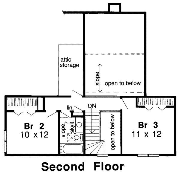Floor Plan - Upper Floor for Traditional House Plan #312-316 - 3 bed, 2.5 bath