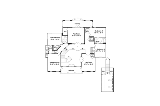 Floor Plan - Upper Floor for Mediterranean House Plan #135-138 - 6 bed, 4.5 bath