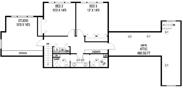 Southern Floor Plan - Upper Floor Plan #60-614