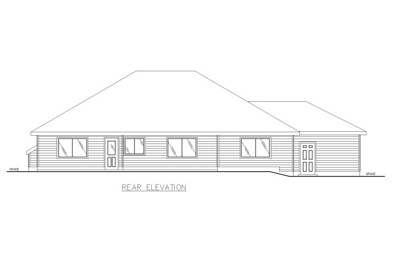 Dream House Plan - Exterior - Rear Elevation for Ranch House Plan #117-463 - 3 bed, 2 bath