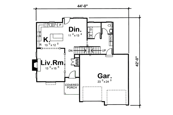 Floor Plan - Main Floor for Traditional House Plan #455-180 - 3 bed, 2.5 bath