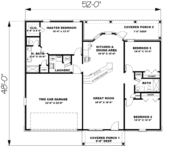 Architectural House Design - Traditional Floor Plan - Main Floor Plan #44-135