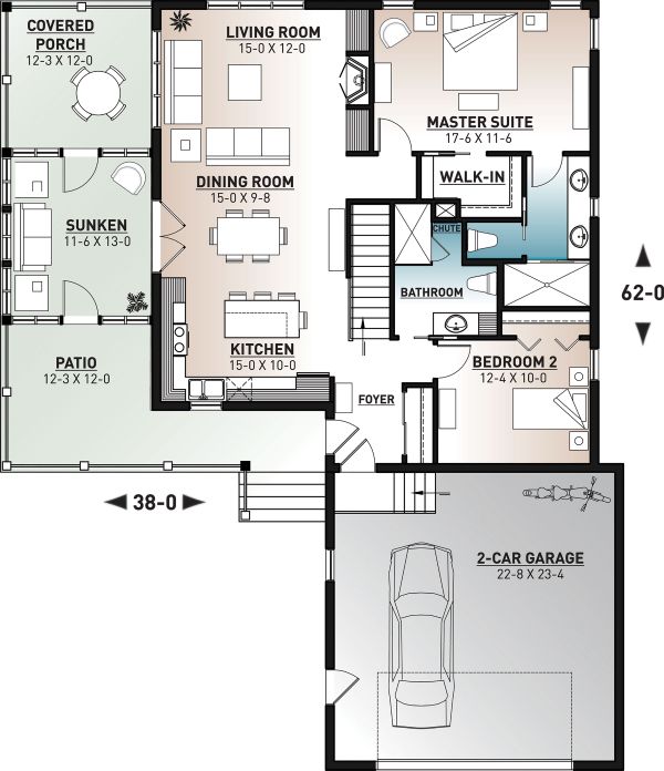 House Blueprint - Cottage Floor Plan - Main Floor Plan #23-2680