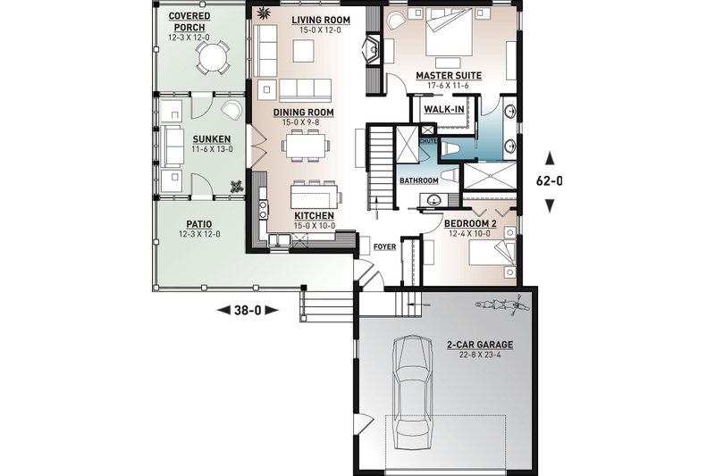 Dream House Plan - Floor Plan - Main Floor for Cottage House Plan #23-2680 - 4 bed, 3 bath