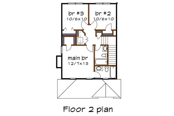 Floor Plan - Upper Floor for Farmhouse House Plan #79-172 - 3 bed, 2.5 bath