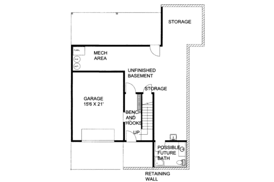 Floor Plan - Lower Floor for Traditional House Plan #117-725 - 2 bed, 1.5 bath