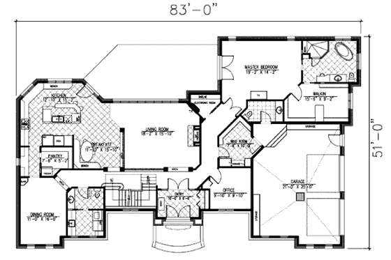 Floor Plan - Main Floor for European House Plan #138-251 - 3 bed, 3 bath