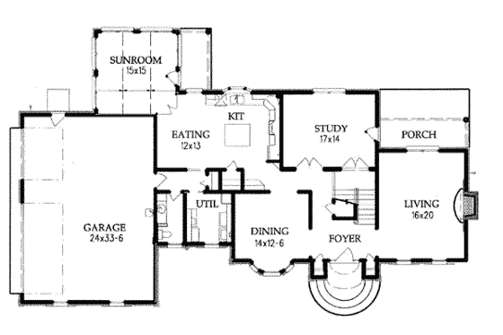 Floor Plan - Main Floor for Country House Plan #15-218 - 4 bed, 2.5 bath