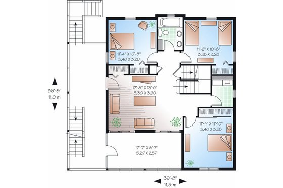 Floor Plan - Main Floor for Traditional House Plan #23-869 - 5 bed, 3.5 bath