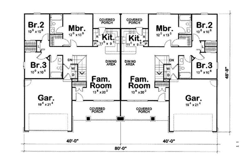 House Blueprint - Floor Plan - Main Floor for Bungalow House Plan #20-1342 - 3 bed, 2 bath