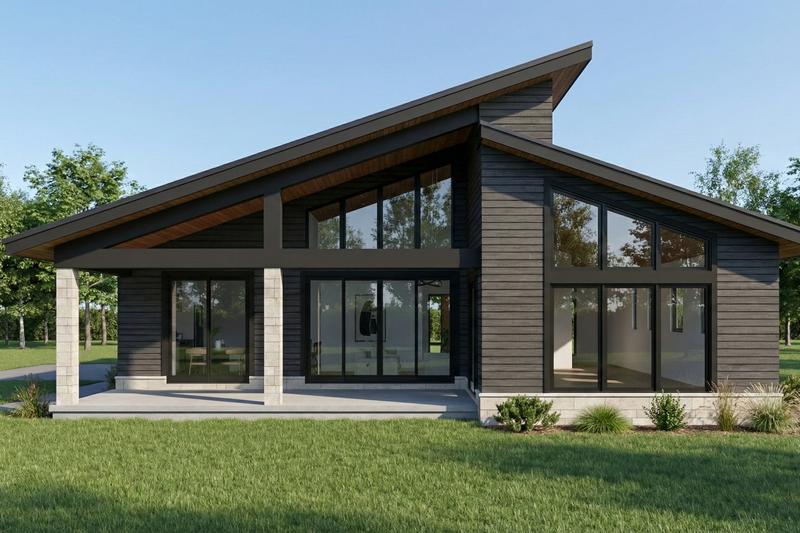 House Plan Design - Exterior - Rear Elevation for Modern House Plan #923-455 - 3 bed, 2 bath