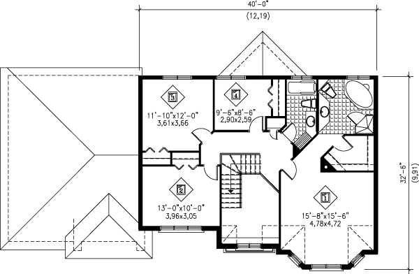 European Floor Plan - Upper Floor Plan #25-216