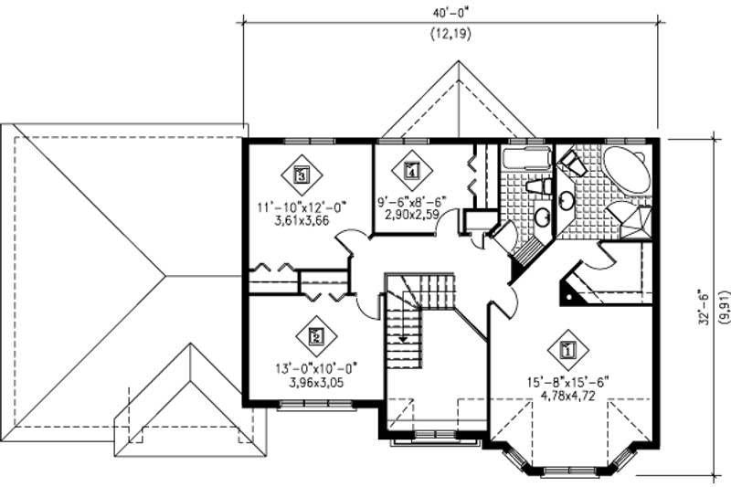 Architectural House Design - Floor Plan - Upper Floor for European House Plan #25-216 - 4 bed, 2.5 bath