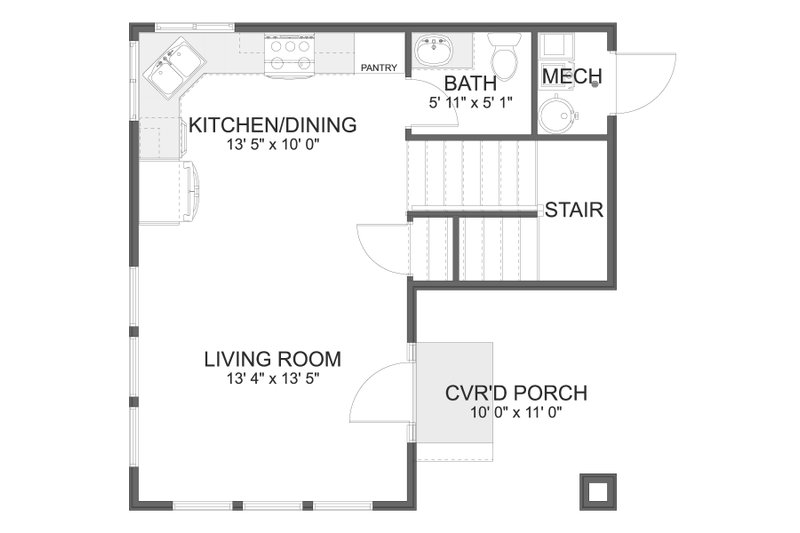 Dream House Plan - Floor Plan - Main Floor for Modern House Plan #1060-326 - 1 bed, 1.5 bath