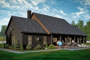 Exterior - Rear Elevation for Farmhouse House Plan #54-649 - 3 bed, 2 bath