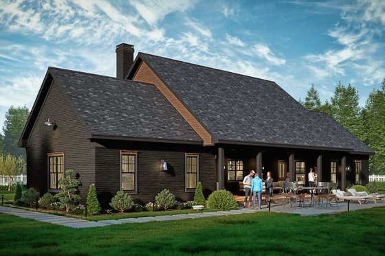 Exterior - Rear Elevation for Farmhouse House Plan #54-649 - 3 bed, 2 bath