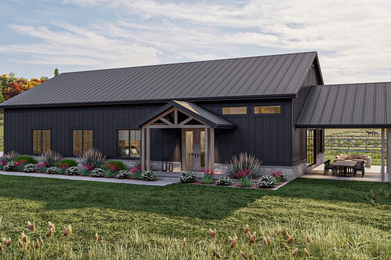 House Design - Exterior - Front Elevation for Barndominium House Plan #455-261 - 2 bed, 2 bath