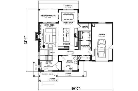 Floor Plan - Main Floor for Farmhouse House Plan #23-2767 - 4 bed, 2.5 bath